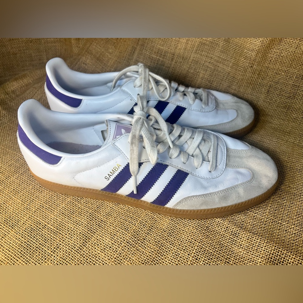 Adidas Samba White and Purple Sneakers